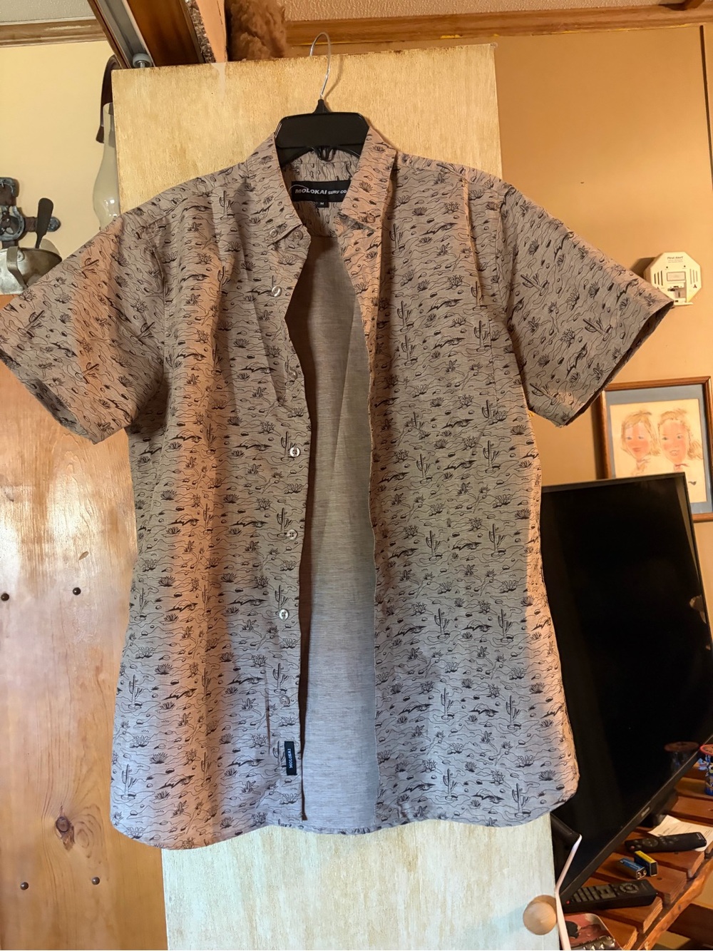 Men's Short-Sleeve Casual Button-Down Shirt - Gray Print